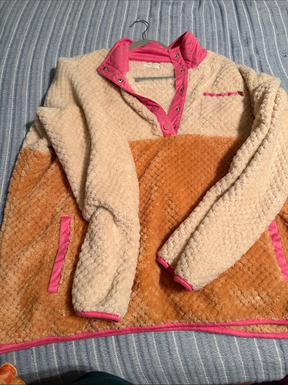 Simply Southern Cream, Tan & Pink Sherpa Pullover